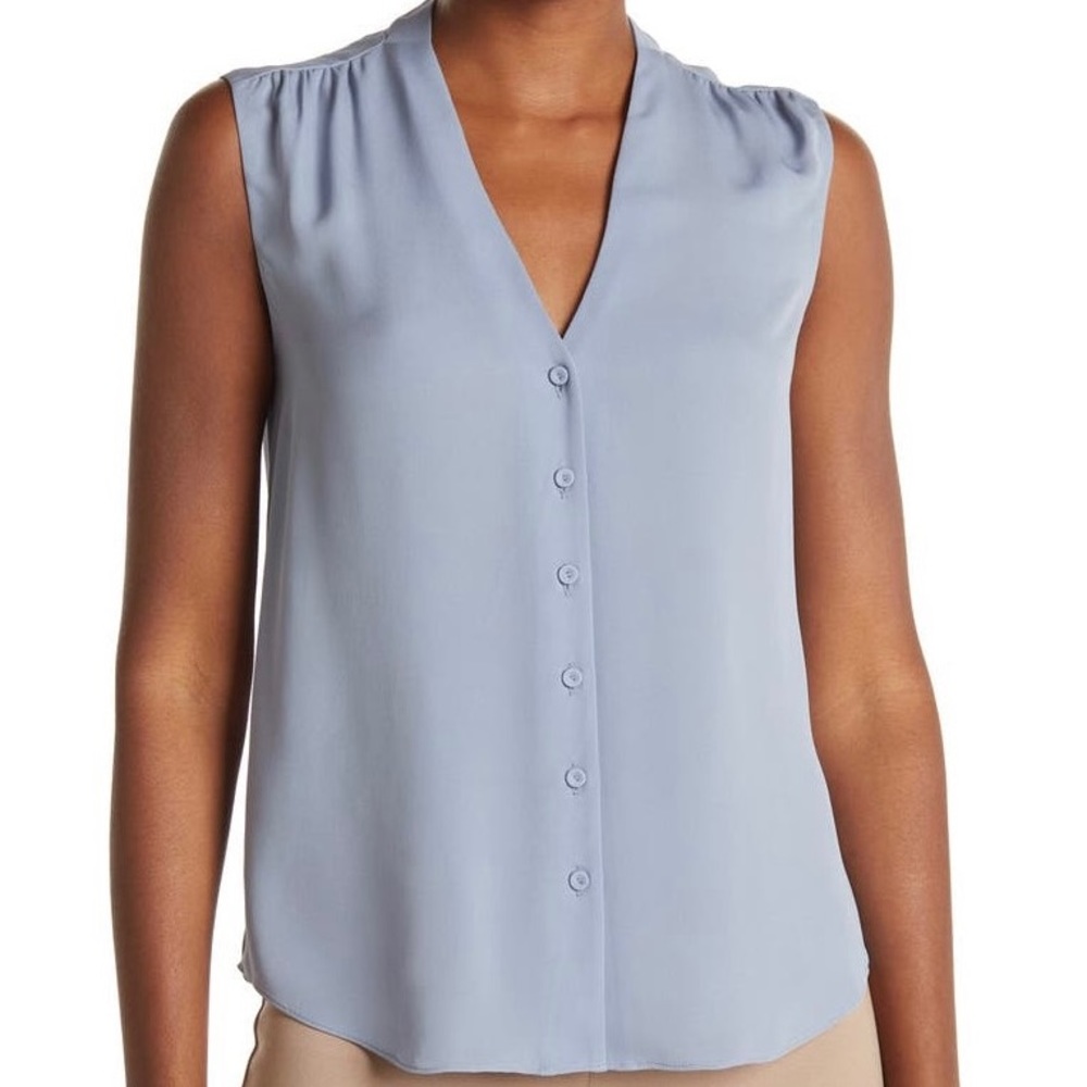 Rebecca Taylor Powder Blue 100% Silk Sleeveless Blouse